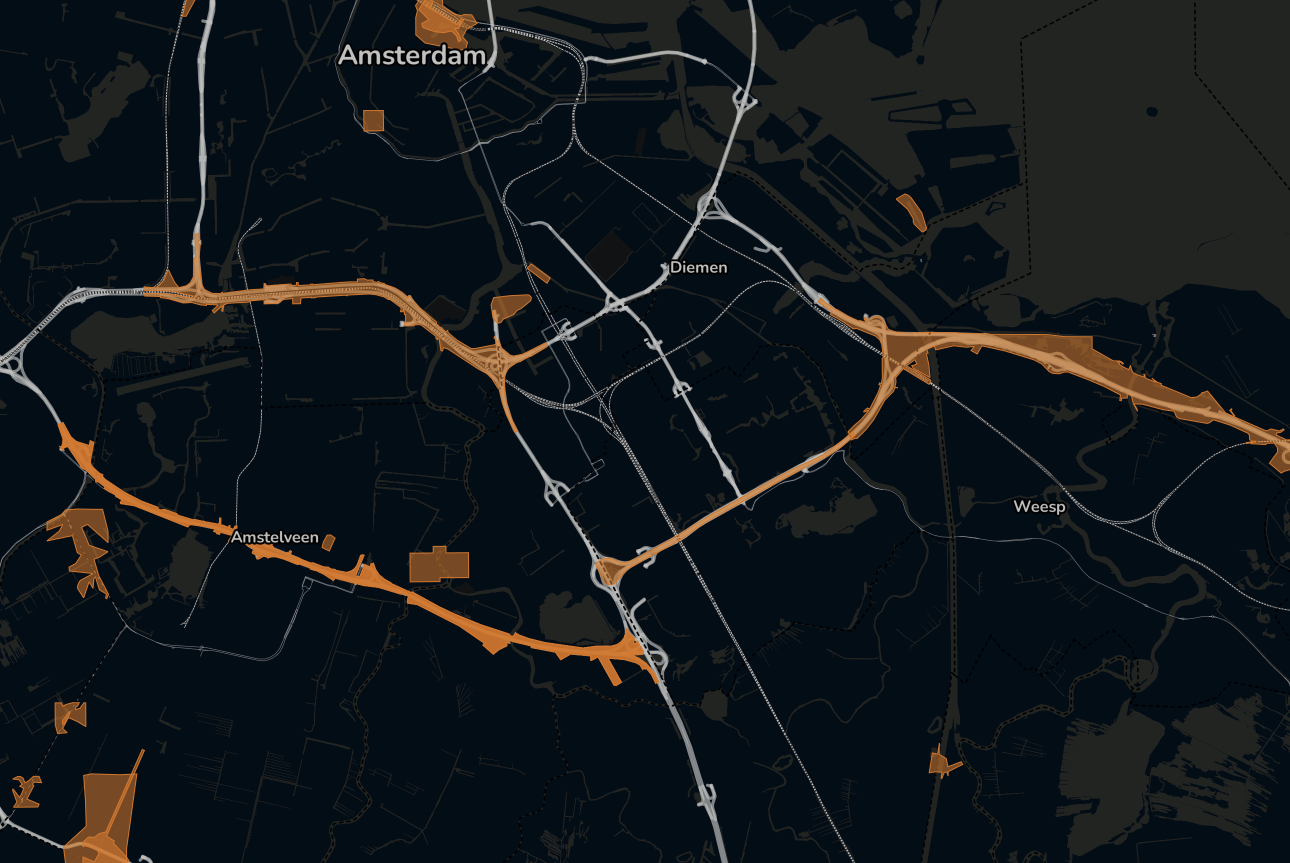 Interactieve GIS-kaart met projectinformatie en raakvlakken bij een kabelproject